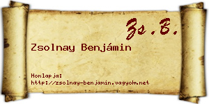 Zsolnay Benjámin névjegykártya